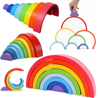 Drevená dúha puzzle Radenie Dúha Montessori