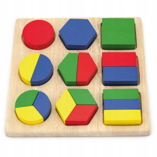 Drevené puzzle tvary figúrky farby