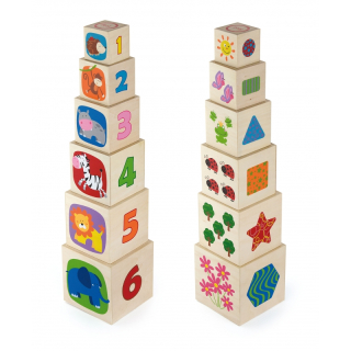 Drevené puzzle pyramída čísla vzorov