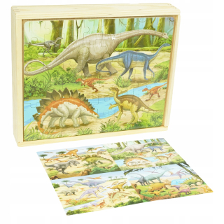 Drevené dinosaury vzdelávacie puzzle puzzle 4v1