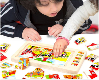 Drevený veľký puzzle Layered puzzle Farm394