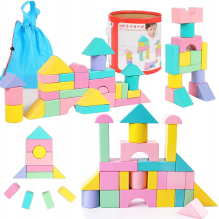 Stavebnica - Drevené pastel blokov Jhtoy-415 vedra