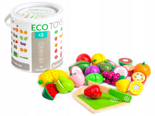 Drevený ovocie doske + 20ks Ecotoys