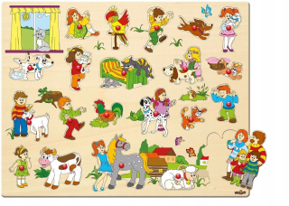 Drevená XL puzzle s Farm Puzzle madlami