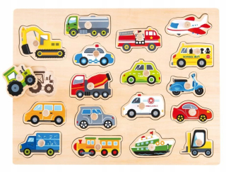 Drevená XL puzzle s úchytkami Puzzle vozidiel