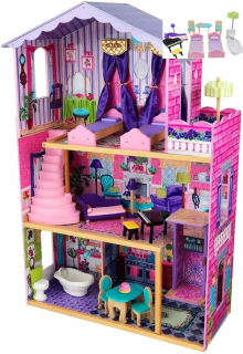 Drevený elegantný Dollhouse Nový s Mebl