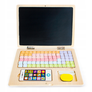 DREVENÁ VZDELÁVACIA LAPTOP MAGNETICKÁ TABUĽKA