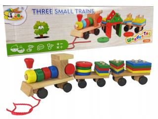 Drevený vláčik lokomotíva 2 vozy puzzle