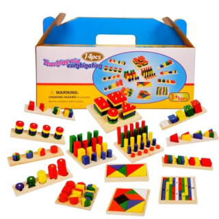 Drevený triedič puzzle 14 farebných sad