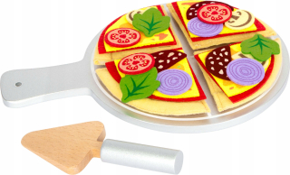 Drevená pizza cítila pizza