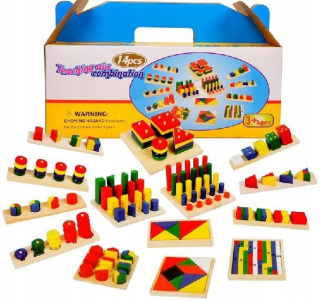 Drevená sada 14 triedič puzzle Montessori