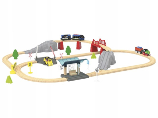 Veľký drevený fronta track + elektrický vlak