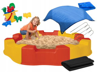 Detské pieskovisko - VEĽKÉ PLASTOVÉ PLÁVAČKO SANDBOX + plachta + HRAČKY