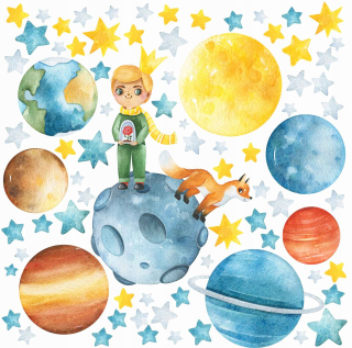 Destké samolepky - VEĽKÉ NÁLEPKY NA STENU PRIESTOR MALÉHO PRINCA PLANET