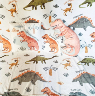 Prikrývka, prehozy na posteľ - Veľké dinosaury T-Rex Triceratops Stegosaurus