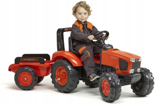 Veľký pedálový traktor Falk Kubota s prívesom