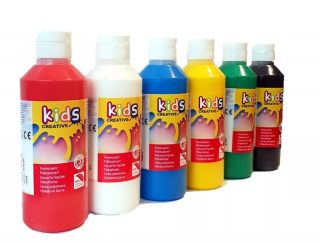 Veľká 250ml plagátová farba. MIX 6 FARBY