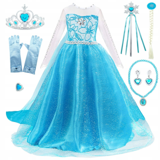 Elsa Frozen - DIEVČENSKÉ ŠATY ELSA ELZA FROZEN OUTFIT 134