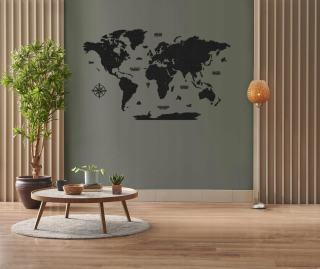 Destké samolepky - Dekoratívna drevená mapa 100cm EBONY PREMIUM