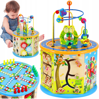 Drevená vzdelávacia kocka Maze Sorter 8v1