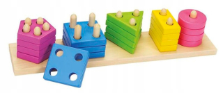 Drevené puzzle triedenie farby tvary 20 el.