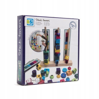 Drevené puzzle veža bloky BS hračky
