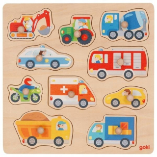 Drevené puzzle vozidlá auta goki