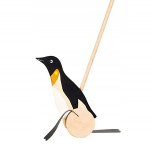 Drevená hračka tlačiť na tučniak goki palíc