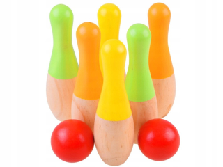 Drevený farebný bowlingový set + 2 loptičky