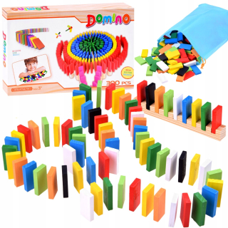 Stavebnica - Drevená Farebné Domino Building Blocks 300 ELE ZA3861