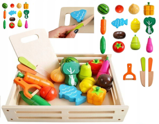 Drevené ovocie pre Montessori rezanie magnetu