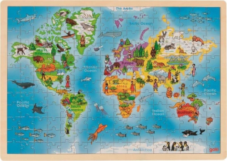 Drevená Puzzle Mapa Kontinenty 192 Prvky Goki