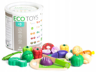 Drevená rezacia zelenina 20ks ecotoys