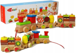 Drevené vlakové bloky 30 prvkov ovocie 42cm