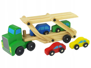 Drevené auto Truck Laweta a 4 autá