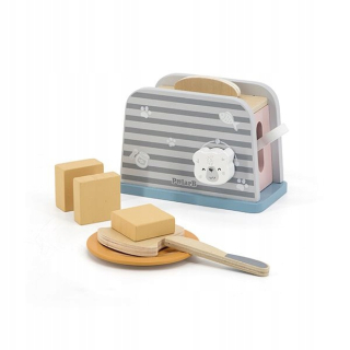 Drevený toaster s hračku medvedíka kuchyni