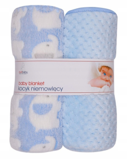 Prikrývka, prehozy na posteľ - DuetBaby Kocyk Coral 2-Pak 80 x 90 cm modrá