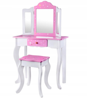 Veľký elegantný toaletný stolík so zrkadlom drevenou AR3718