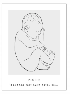 Detský obraz - Veľký minimalistický rodný list pre chlapca, A3