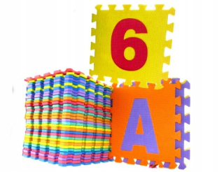 Veľké puzzle FOAM číslice a písmená + 36 BAG