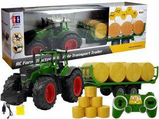 Veľký traktor s prívesom cm sena 80 balíky Remote