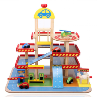 Veľká drevená garáž s výťahom + autá Ecotoys