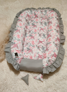 Hniezdo pre bábätko - Big Baby Cocoon lastoviny a sivá bavlna