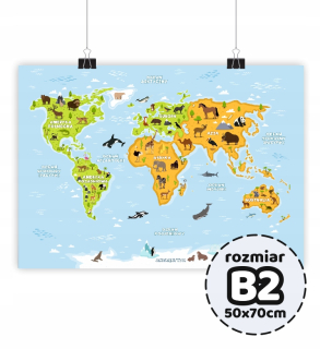 Obráz do detskej izby - Veľká vzdelávacia mapa plagátov World World 50x70