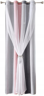 Detské závesy - Double -Loyer Window Curtain s hviezdami 100x130