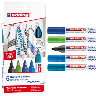 Edding markery pre tkaniny 4500 5 studených farieb