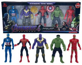 Postavička - Figúrky Avengers Hulk Iron Spiderman Thanos 5 ks