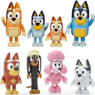 Zajačik Bing - Bluey a bingo figuríny s pôvodom rodiny 8 PCS