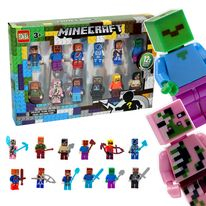Postavička - Figuríny Minecraft Set 12ks Steve Zombi Blocks