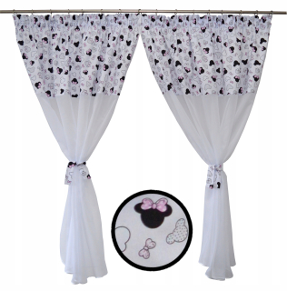 Detské záclony - Detská opona myši Minnie Pink Bow 400x160